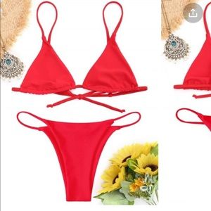 Bikini top triangle red